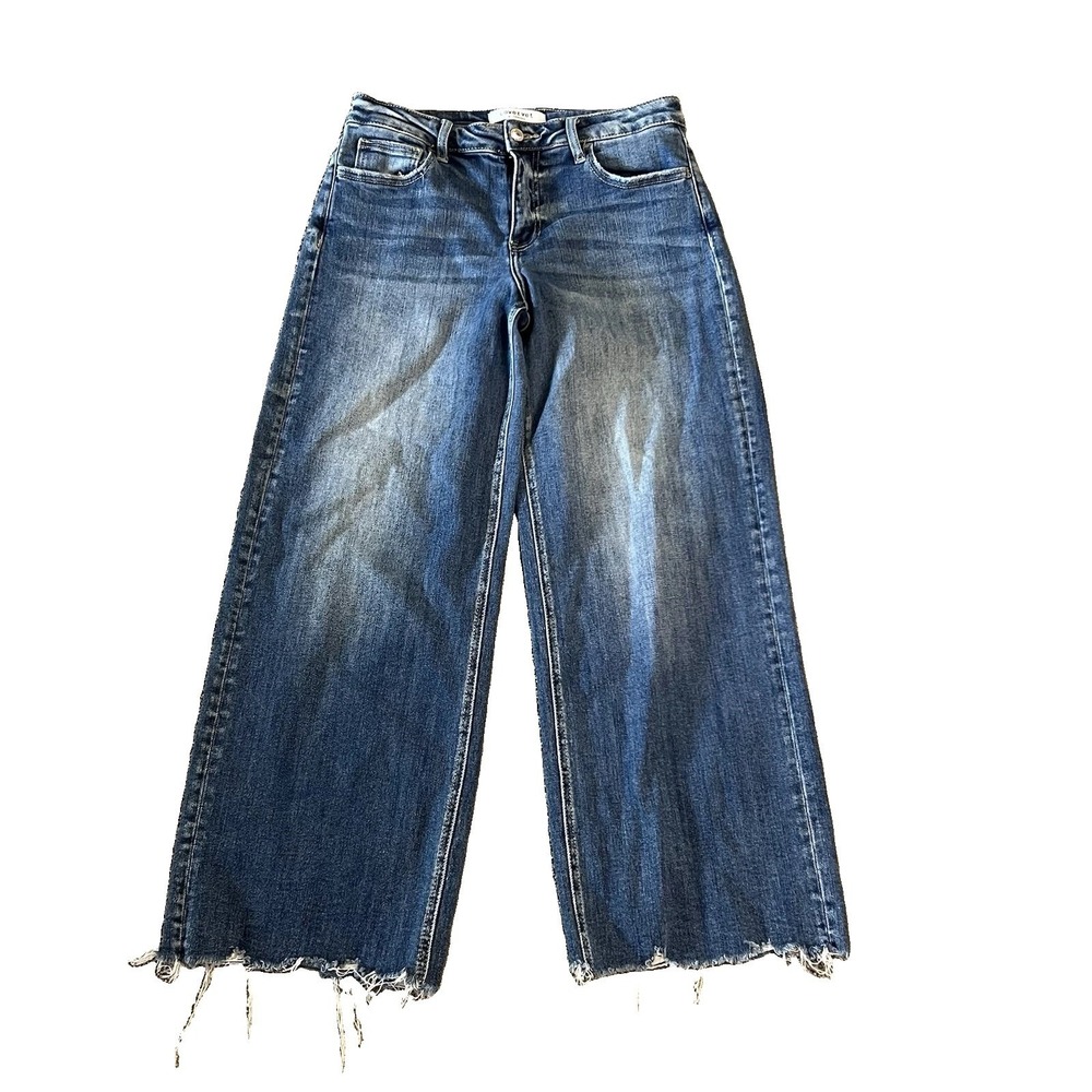 Lovervet by Vervet Wide Leg Crop Jeans Raw Hem High Rise Women's 28/7